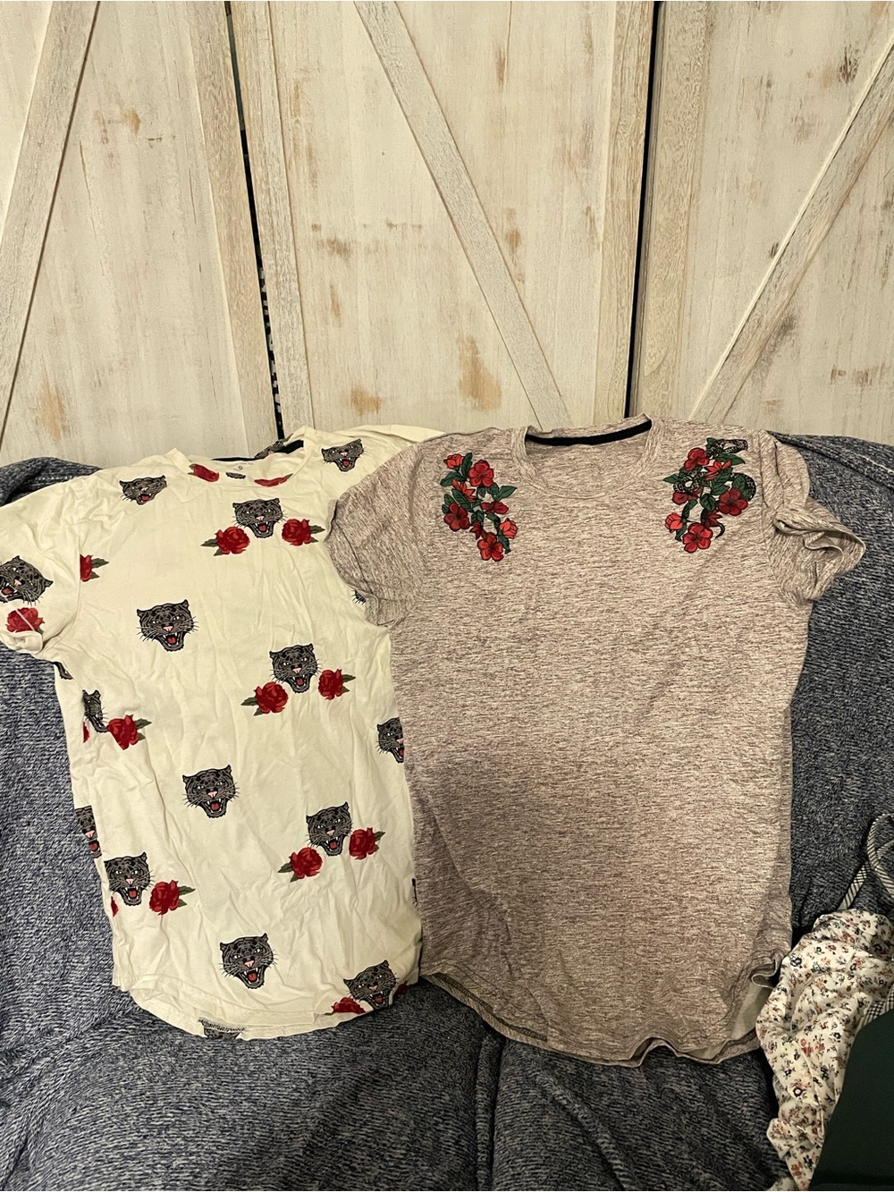 Floral and Taupe/ Grey Tees-